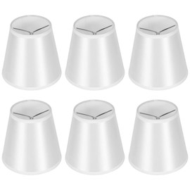 Set of 6 Chandelier Shades, White Linen Small Lamp Shade Clip On Candelabra Bulb, Barrel Fabric Chandelier Lampshade Cover for Candle Lamp Bulb, 3.5 x 5 x 5.5 Inch 6 Pack