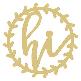 Hi Wreath Cutout Every Day Decor Greeting Door Hanger Unfinished Wood MDF Shape Canvas Style 5 (12")