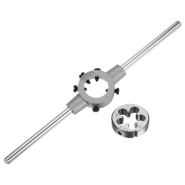 sourcing map Die Stock Handle Wrench Set, 5/8-18 UNF Round Die and 38mm Die Holder (Fits 1/2"-5/8" (UNC/UNF) / Metric M12-M14 / 38mm OD Dies) for Bolt Thread Repair