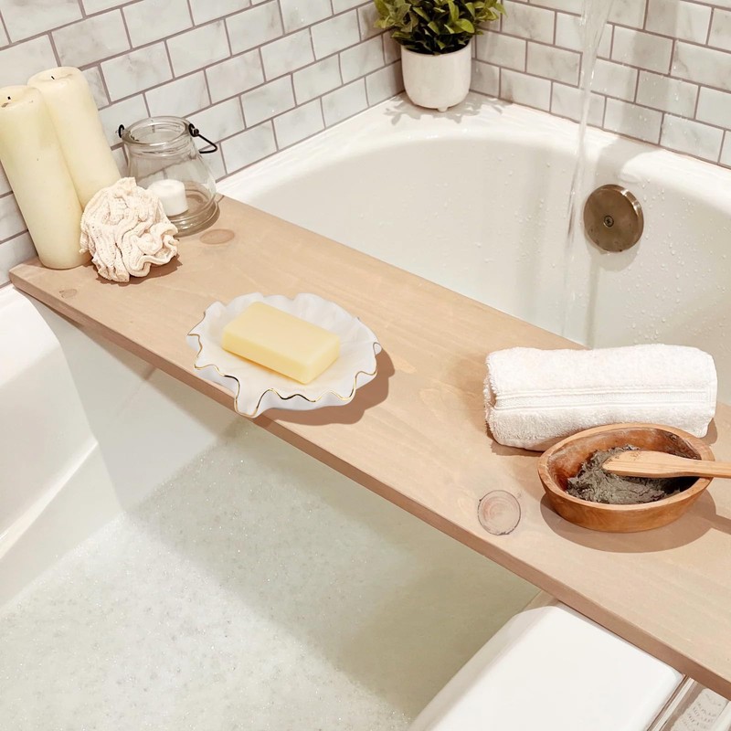 YoHyien Ceramic Soap Dish with Drainage, Lotus Leaf Soap Dish