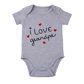 SproutJoy I Love Grandpa - Mameluco de abuelo para bebé con texto "I Love Grandpa", ropa de bebé para bebé, Gris, 6 meses