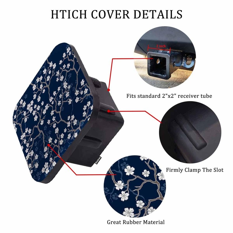 Beabes Trailer Hitch Cover Plug Cherry, Bloom Cherry Flower Tree