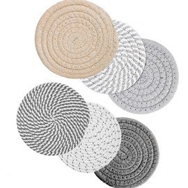 8" Trivet Mats Set for Hot Dishes, Hot Pots and Pans, 6 Heat Resistant Pot Holders, Anti Stain Hot Pads,Thick Heat Resistant Large Coaster, Home Essentials, Farmhouse and Table & Countertop Decor