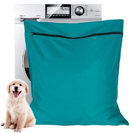 AUXSOUL 1 Pack Pet Laundry Bag,Stops Pet Hair Blocking The Washing Machine,Big Size Wash Bag Ideal for Dog Cat Horse,Hair Remover Safely,25.8’’ 27.8’’(65 X 70cm)(Lake Blue)