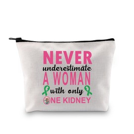 BDPWSS Kidney Donor Gifts Organ Donation Gift Never Underestimate A Woman With Only One Kidney Transplant Donor Makeup Bag (Only one kidney bag)