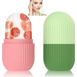 2 Pack Rodillo de hielo facial, Hielo para Masaje Facial Reutilizable para ojos, cuello, rodillo de masaje facial de belleza para eliminar círculos oscuros, rodillo facial retráctil, herramientas para el cuidado de la piel (Green+Pink)