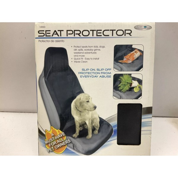 Custom 13900D Black Waterproof Front Seat Protector Seat Cover Pet