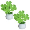 Magicherry Handmade Crochet Four Leaf Clover Potted Plants 2 Pieces