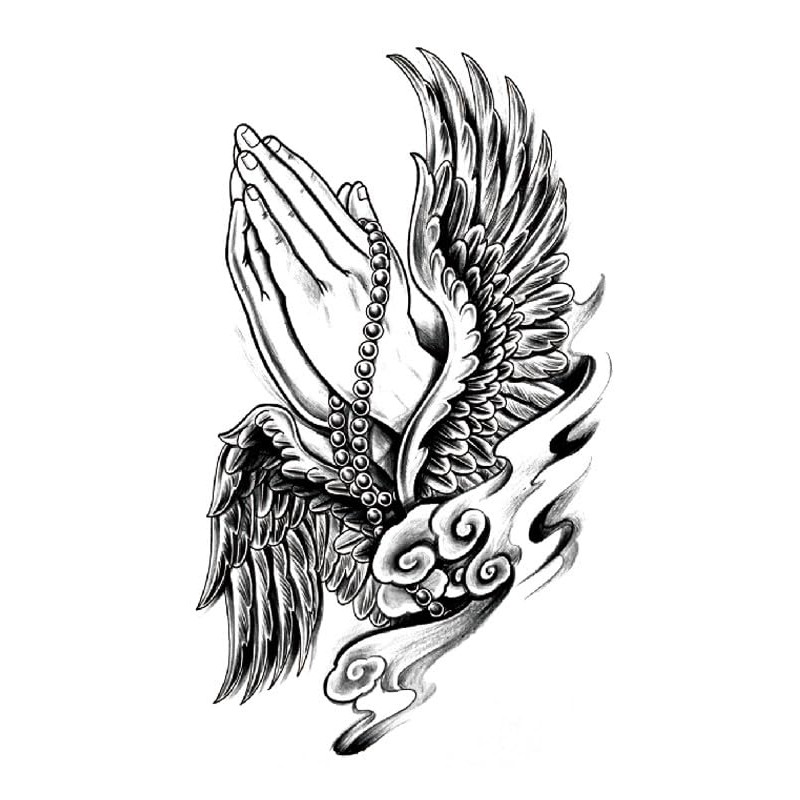 5 Sheets Temporary Saint Mary Religious Cross Tattoo Praying Hand