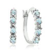 925 Sterling Silver Synthetic White Opal Small Round Hoop Earrings