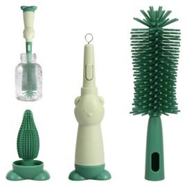 DJAPWPX 3 in 1 Baby Bottle Brush Set Reusable 3 Brushes to Clean Baby Bottles Nipples and Straws Ideal for Home and Travel Use (Green)