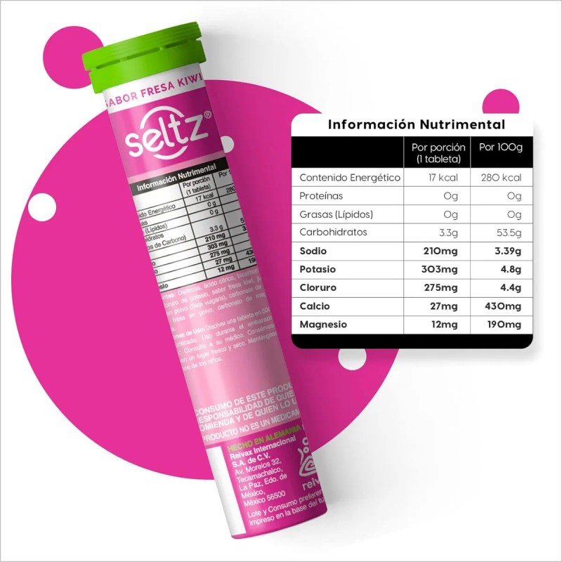 Seltz Electrolitos Efervescentes Sabor Kiwi Fresa