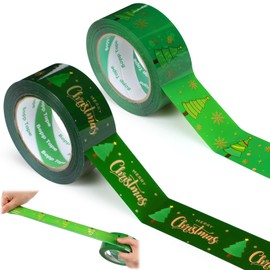 Watersay 2 Roll 220 Yard Christmas Packing Tape 1.89'' Decorative Packing Tape Merry Christmas Gift Wrapping Tape Cute Packaging Tape for Boxes Small Business Packages
