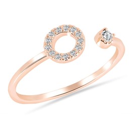 by FACADE Rose Gold Plated Open Circle Adjustable Ring with Cubic Zirconia for Women (Rose Gold)