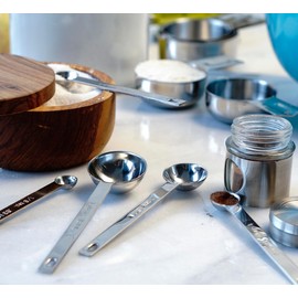 RSVP International Endurance Measuring Spoons, Round, Stainless Steel
