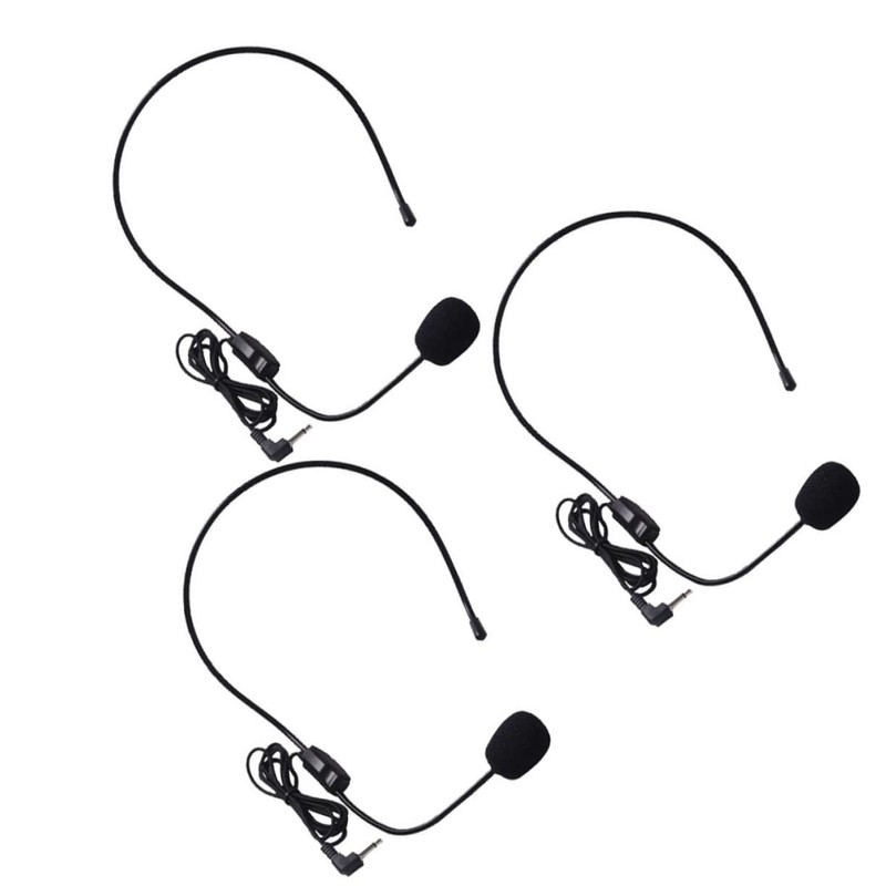 CORHAD 3pcs Head-Mounted Microphone for Voice Amplification Lightweight Wired Microphone