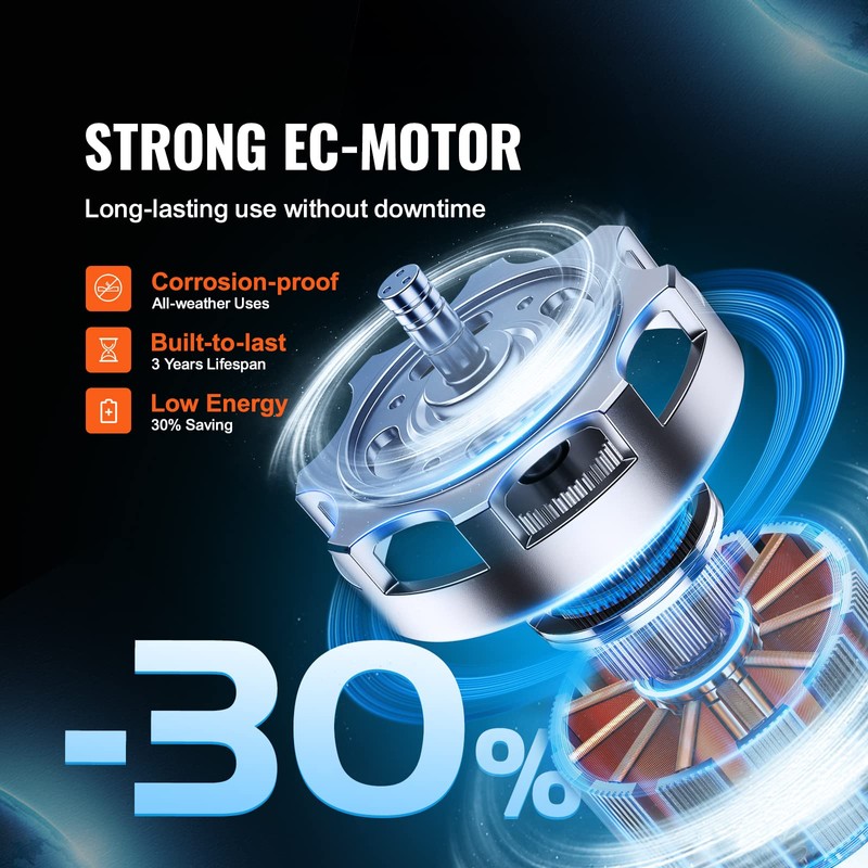 VEVOR Inline Duct Fan, 6-Inch 402 CFM with Temperature Humidity