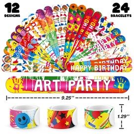60 PCS Art Party Favors Set - 36 Temporary Tattoos Sticker & 24 Slap Bracelets for Kids, Perfect for Birthday Parties, Classroom Rewards and Gifts