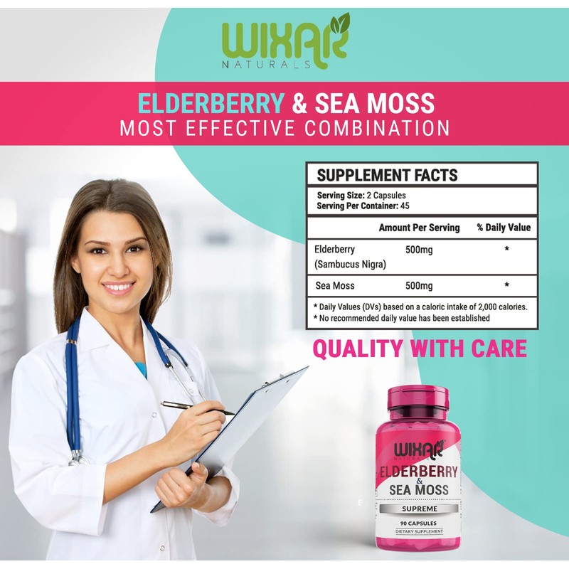 Wixar Naturals Elderberry and Sea Moss Supreme Capsules - Natural