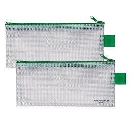 VELOFLEX A270600 Zip Pocket DIN A6, 2 Pieces, 200 x 100 mm, Fabric Reinforced PVC Document Bag
