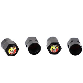 XDG 4Pcs Metal Car Tire Valve Stem Caps Waterproof Cover for Scorpion Abarth Logo Emblem for Fit for Fiat Abarth Punto 124/125/125/500 Stilo Styling Decoration Accessories (Black)