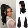 Highlight Ponytail Extension Claw Bun Hair Piece Elastic Drawstring Synthetic