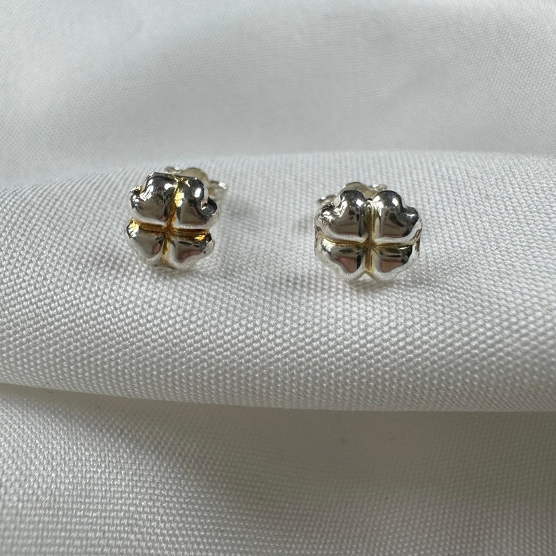 Sterling Silver Four Leaf Clover Stud Earrings