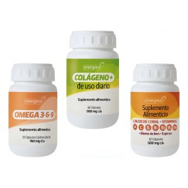 Kit 3 Suplementos Alimenticios Omegas, B6 Calcio, Colageno Sabor Sin Sabor - Producto Original de Alta Calidad, Entrega Rápida y Segura, Garantía Incl