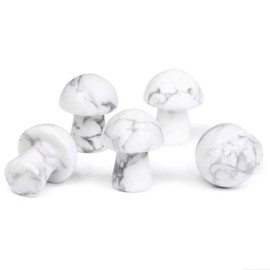 2TTFishoo 15PCS White Howlite Natural Stones Mushroom Sculpture Decor Crystal for Home Crafts Flower Pot Gemstone Mini Mushroom Hand Making Yard Decoration