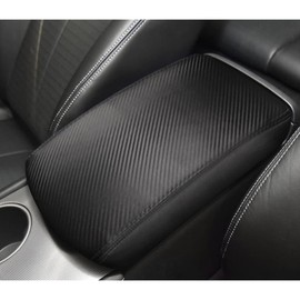 DEYTOP Console Cover for Infiniti Q50 2014-2025 Accessories Car Armrest Cover for Infiniti Q50 2025 2024 2023 2014-2021 Anti-Scratch Leather Armrest Pad Protector (Carbon Fiber with Black Stitches)