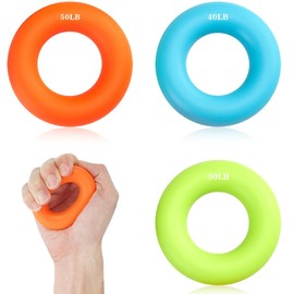 Ring Hand Grip Trainer, Pack of 3 Hand Grip Strengthener and Trainer Finger Trainer 50LB/40LB/30LB Grip Trainer Rings for Muscle Training Sports Fitness Orange Blue Green