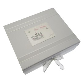 white cotton cards Bat Mitzvah Keepsake Box Jewish Gift (Large, Girls)