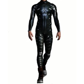 Koongso Superhero Costume for Men - Black 3D Jumpsuit for Adults - Zentai Skinny for Cosplay and Combat
