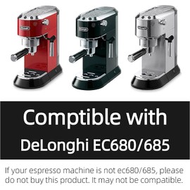 Bottomless Portafilter 51 mm for DeLonghi Dedica EC680/EC685/EC785/EC820/EC850/EC860, with 2 Cups Filter Basket Strainer, with 3 Ears 5.5 mm Thickness