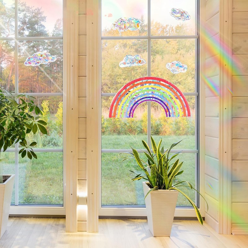 1 x Rainbow Window Stickers Rainbow Window Pictures White Clouds