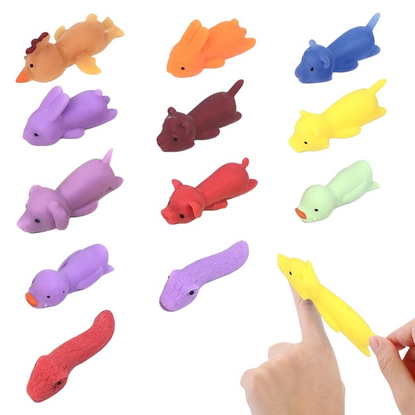MUYAPAY Pack of 12 Slingshot Finger Toys, Slingshot Rubber Animal