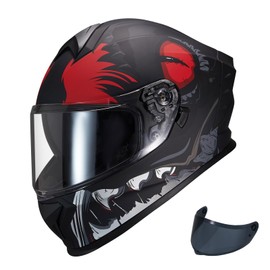 JQF Gear Motorcycle Full Face Dual Visor Helmets for Adults Street Bike Racing Motorbike Helmet A8 DOT Approved (Matte Lidless Eye, S)