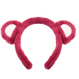 Bear Ears Headbands Hairband Cute Makeup Headband for Wahing Face Headwear Animal Ear Head Band Wear for Celebrations Party Hair Accessories for Women Girls Lovely Skincare Headwears Hair hoop Red
