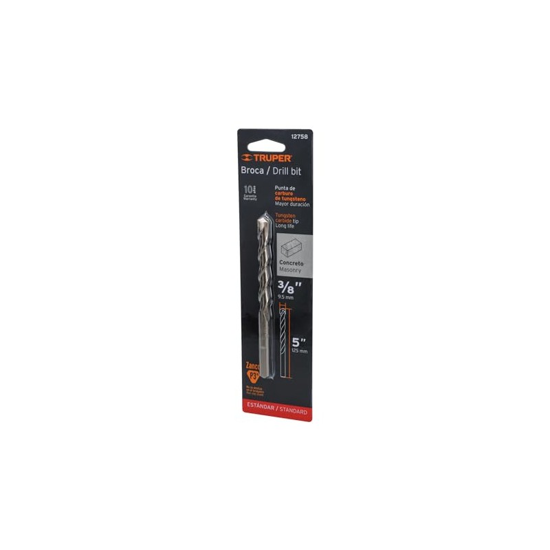 Truper BCT-3/8X5-B, Broca para concreto con cuerpo de acero al