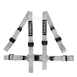 TANAKA 2 X TANAKA UNIVERSAL GREY 4 POINT EZ RELEASE BUCKLE RACING SEAT BELT HARNESS