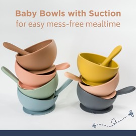 Babeehive Goods Bowls | Stress-Free, Mess-Free Mealtime | Food-Grade Silicone | Sturdy Suction Bowl and Soft Silicone Spoon | Soft, Flexible Silicone | Perfectly Sized, BPA-Free (Duck)