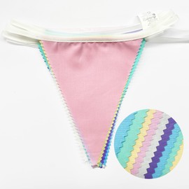 32Ft Macaron Pennant Banner Fabric Pastel Triangle Flag Rainbow Colored Bunting Garland for Rainbow Theme Kids Girls Birthday Baby Shower Ice Cream Wedding Party Outdoor Garden Hanging Decorations