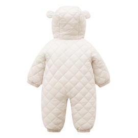 SEAUR Toddler Baby Winter Snowsuit Windproof One Piece Buffer Padded Romper Warm Hooded Outerwear for Baby 6-24 Months, beige