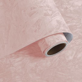 VaryPaper 15.7" x 78.7" Light Pink Crushed Velvet Flocking Contact Paper for Cabinets Dresser Soft Felt Drawer Liner Sheets Self Adhesive Fabric Velvet Wallpaper Peel and Stick for Nursery Bedroom