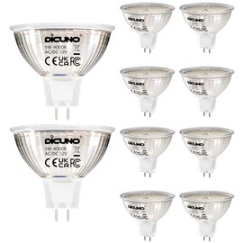 DiCUNO GU5.3 LED Bulbs 5 W, Replaces 50 W Halogen Spotlight, Neutral White 4000 K, MR16 Reflector GU5.3 LED Bulb 12 V, 500 lm, 120° Beam Angle, AC/DC LED Bulbs, Not Dimmable, Pack of 10
