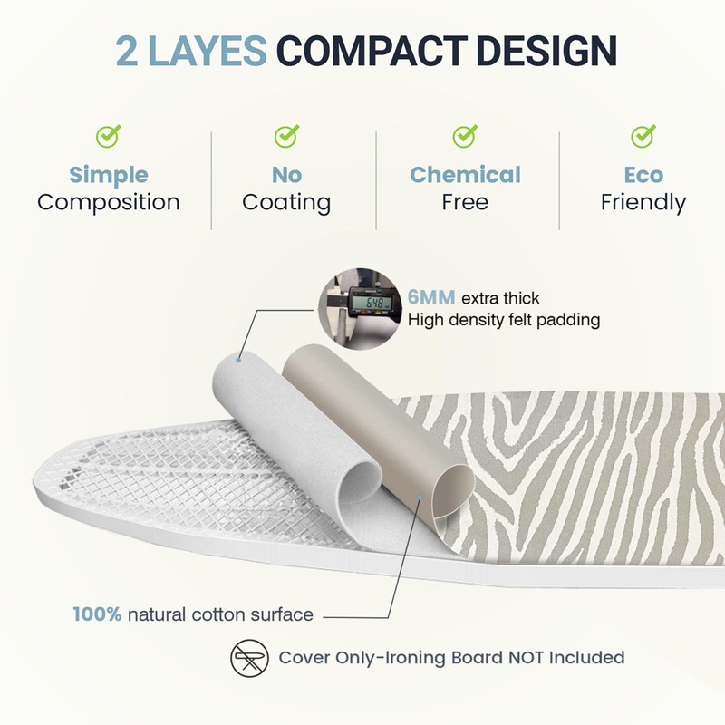 UniSimp Ironing Board Cover and Pad 18"x49" Extra Thick Natural