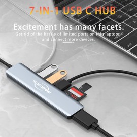 USB C Laptop Docking Station,KOOFORWAY Multiport Adapter 7 in 1 Type C Hub with HDMI,USB 3.0,USB 2.0 * 2,SD/TF,100W PD Charging Compatible for MacBook Pro/MacBook Air Dell/Surface/HP/Lenovo Laptops