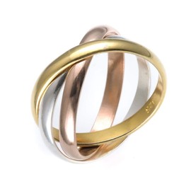 Silverly Rose Yellow Gold Plated Sterling Silver Triple Band Russian Wedding Ring - Women's Polished 925 Silver Ring - Wedding Rings His and Hers - Sterling Silver Rings - Men's Gold Rings