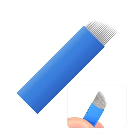 HOTWE Microblading Needles,50pcs Blue Microblades with 0.18mm Diameter for Semi Permanent Makeup, Manual Needle for Eyebrow Eyeliner Lips Microblading Kits (S21)