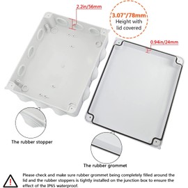 BLUEHUB Junction Box ABS Plastic Dustproof Waterproof IP65 Universal Electrical Boxes Project Enclosure White 10" x 7.9" x 3.1"(255mmx200mmx80mm)